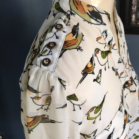 Atmosphere sheer ivory bird print blouse, new, 10 - Picture 3 of 7